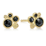  Black Diamonds and Gold Pebbles Stud Earrings