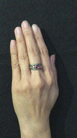 River Pebbles Ring with rhodolite and diamond