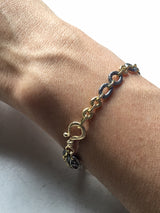 open pebble link bracelet on wrist