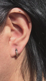 Ancient Hinged Hoop Earrings in rose gold with black diamonds