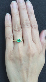 Open Pebbles Emerald Signet Ring in 18k yellow gold