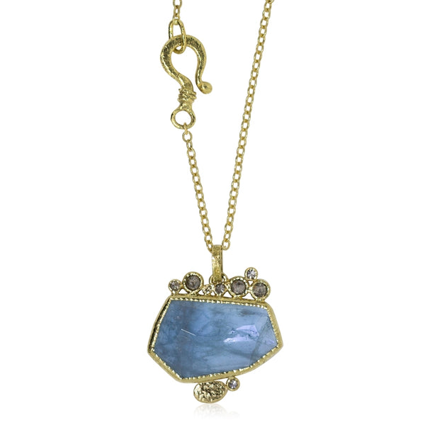 aquamarine pendant with salt and pepper diamonds