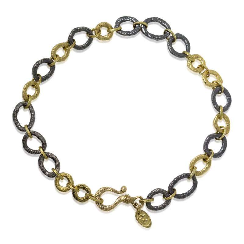 Open pebble link medium bracelet