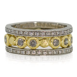 Narrow eternity band stacked with Diamonds and Pebbles band