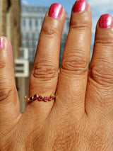 Hand Wavy Pebbles Ring in Yellow Gold with Rubies