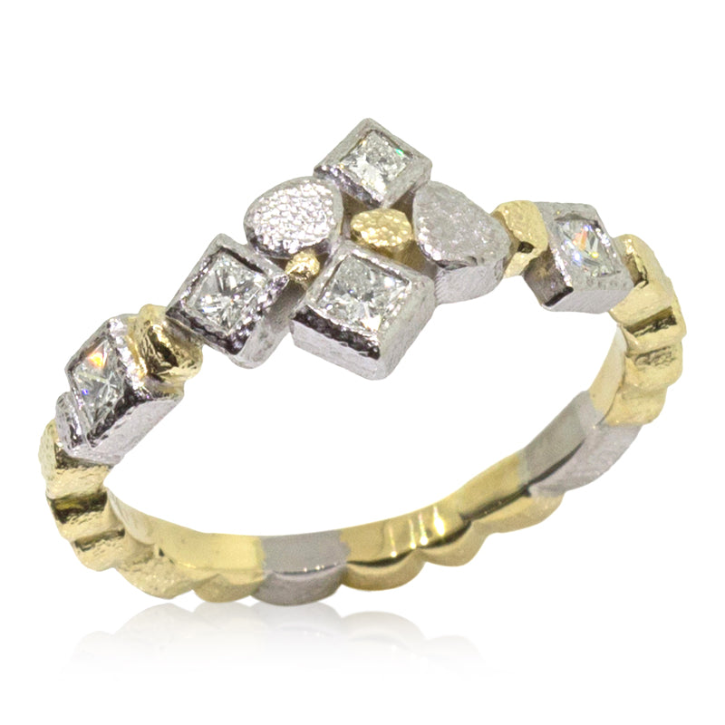 Custom Skinny Pebbles Princess Cut Diamond Ring