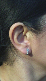 Skinny Pebbles Hinged Hoop Diamond Earrings in 14k white gold