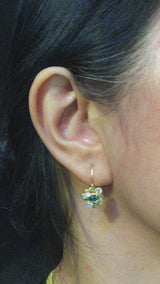 Oval Blue Zircon Earrings with white diamonds