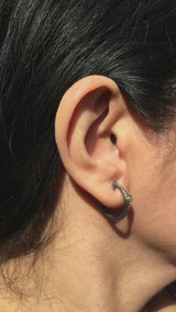 Single Pond Diamond Hoop Earrings