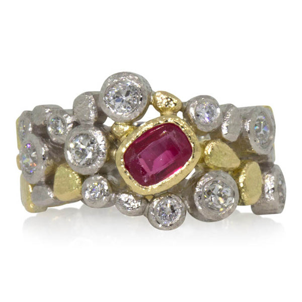Custom Dancing Diamonds Ruby Ring-MB
