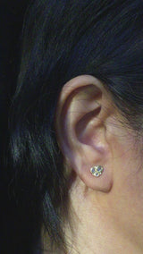Three Stone Cluster Diamond Stud Earrings