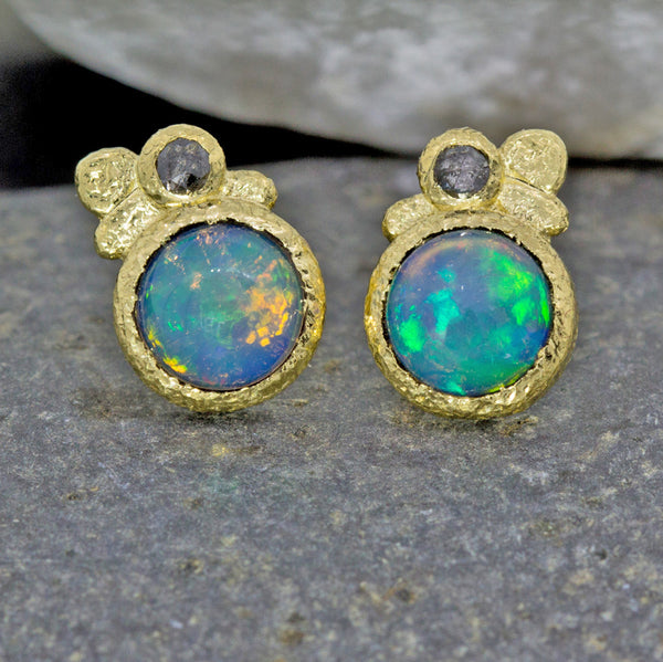 Opal Pebble Stud Earrings