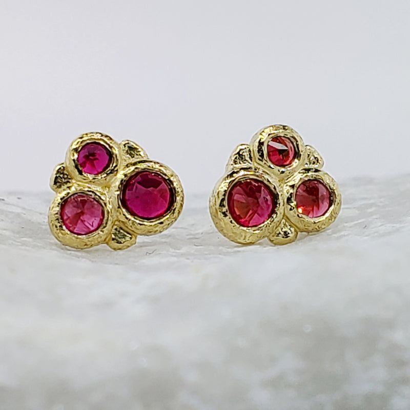 Ruby Cluster Stud Earrings