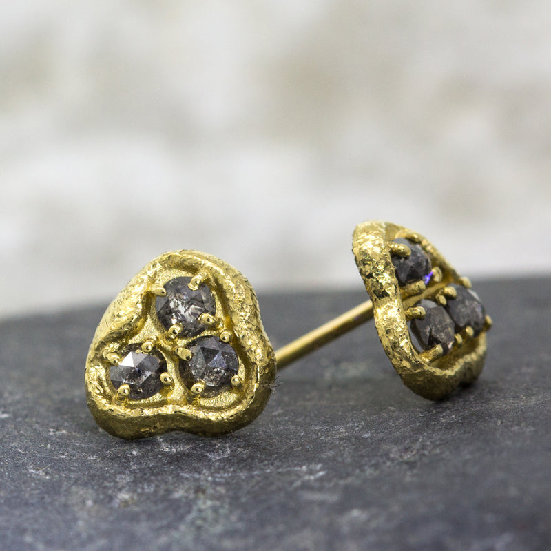 Amorphous Stud Earrings with diamonds
