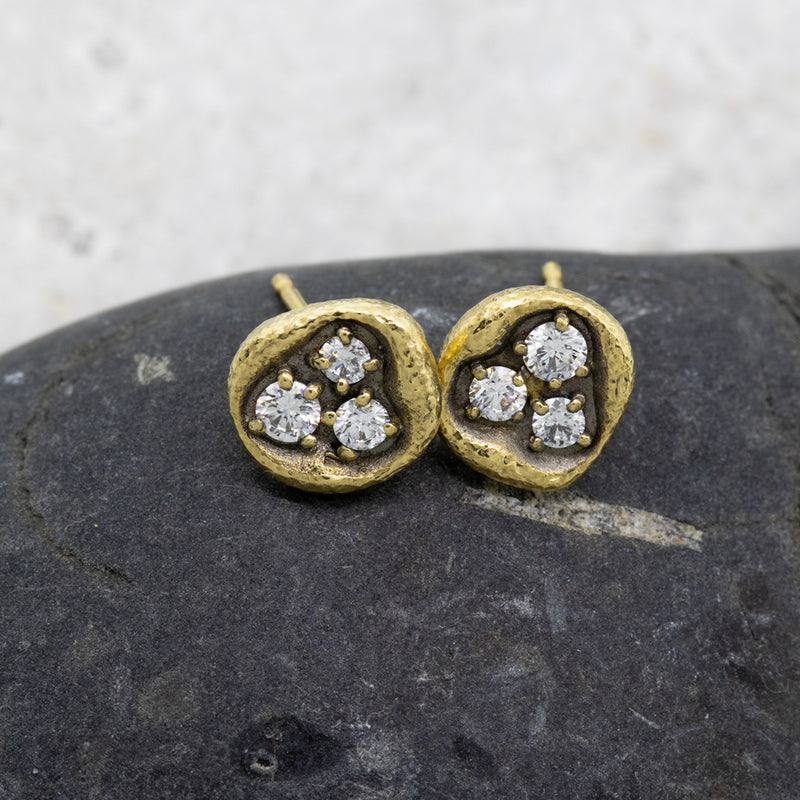 Dew Pond Diamond Cluster Stud Earrings