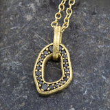 Open Pebble Pave Diamond Pendant Necklace in 18k gold