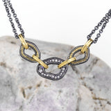 Open Pebble Linked Pave Diamond Necklace