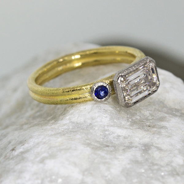 Custom Delicate Double Band with diamonds and sapphires