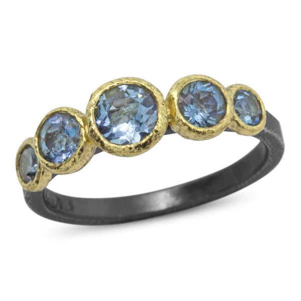 Stones and Pebble Ring with aquamarine 