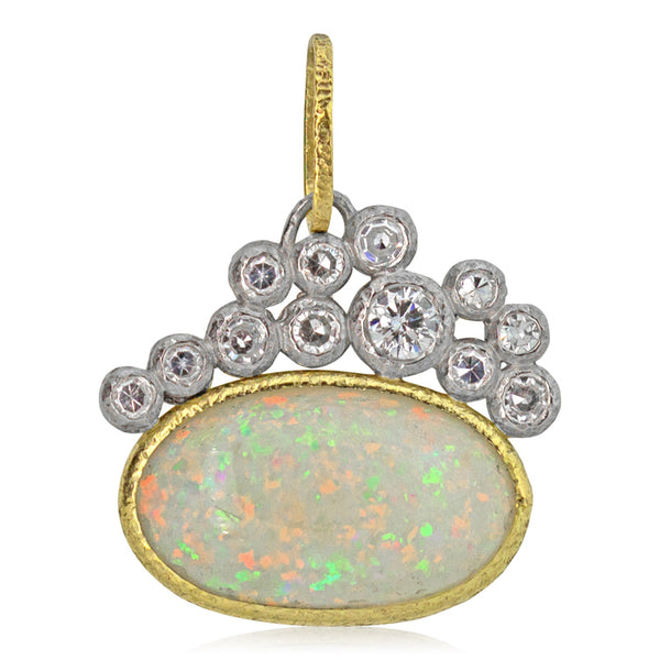 Custom Diamond and Opal Pendant