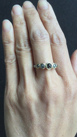 Stones and Video of Pebble Ring with Salt & Pepper Diamonds