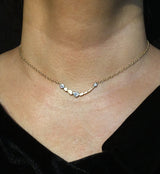 Curved Pebbles Bar Necklace on neck