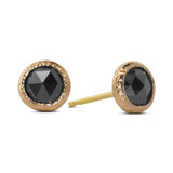 Round Black Diamond Stud Earrings created in 18k rose gold.