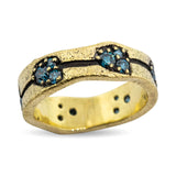 Wavy Pebbles Blue Diamond Ring