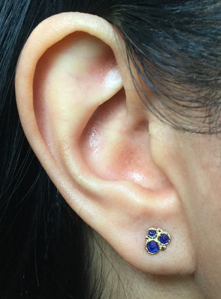 Sapphire Cluster Stud Earrings
