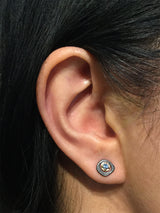 Blue Topaz stud earrings on ear