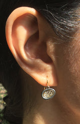 Concave Pebble Diamond Dangling Earrings