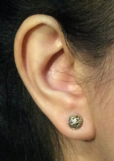 Confluence Diamond Stud Earrings on ear