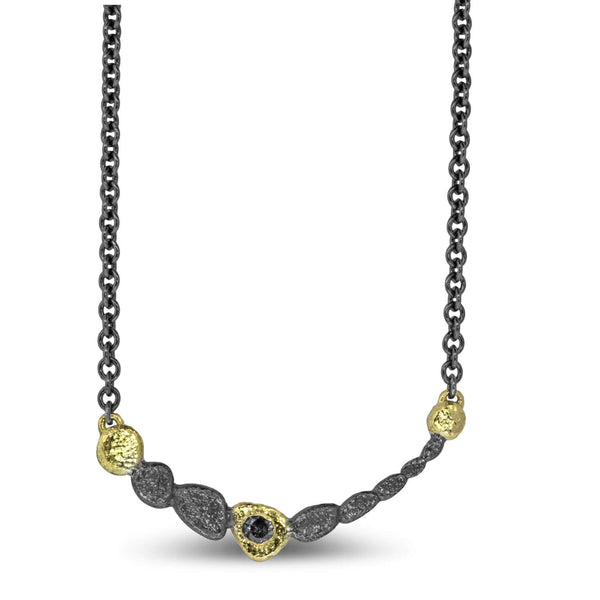 Pebble Curved Bar Necklace with diamond
