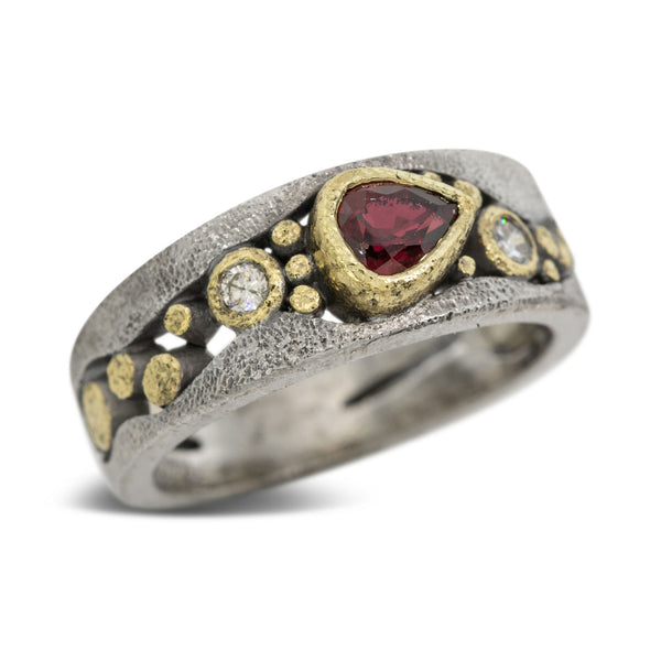 Custom Ruby River Pebbles Ring