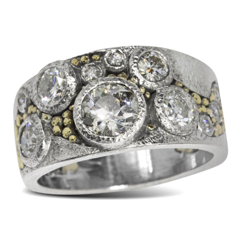 Custom River Pebbles Ring with diamonds 