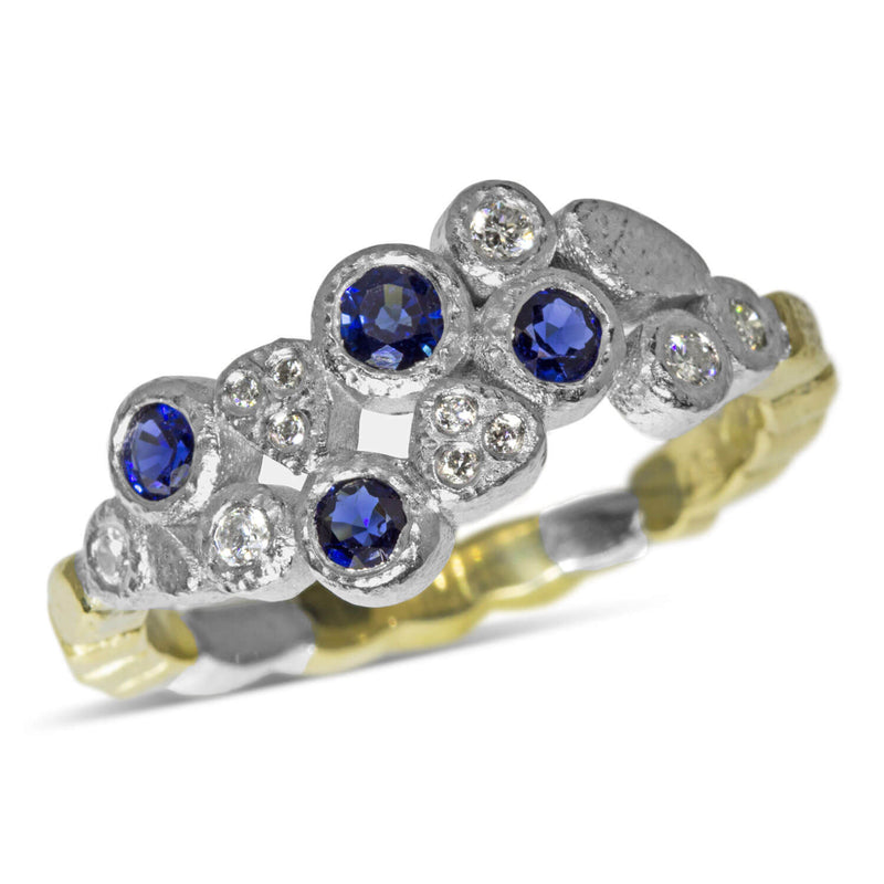 Custom Dancing Diamonds Ring with sapphires