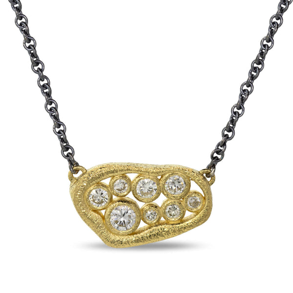 Custom Open Pebble Diamond Necklace