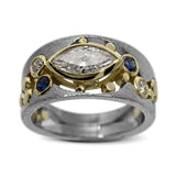 Custom River Pebbles Marquise Diamond Ring 