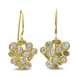 Diamond Cluster Dangle Earrings in 18k yellow gold