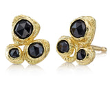 Gold Pebble Black Diamond Pebble Stud Earrings