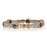 Skinny Pebbles Band in Palladium and 18k rose gold with rose cut black diamonds