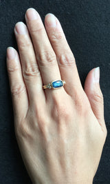 Delicate Double Sapphire Band on hand