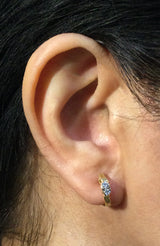 Dew Pond Mini Diamond Hoop Earrings on ear
