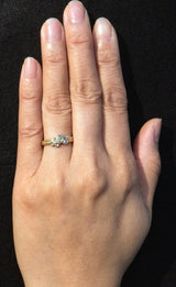 Delicate Double Band Diamond Cluster Ring on hand
