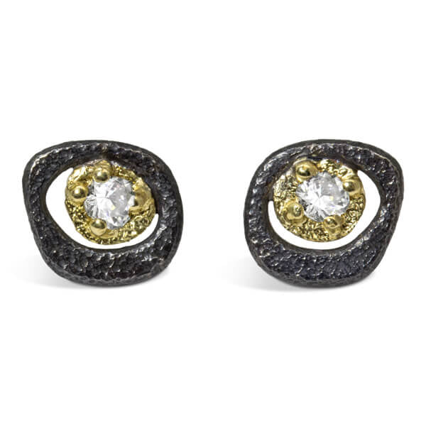 White diamond pebble stud earrings
