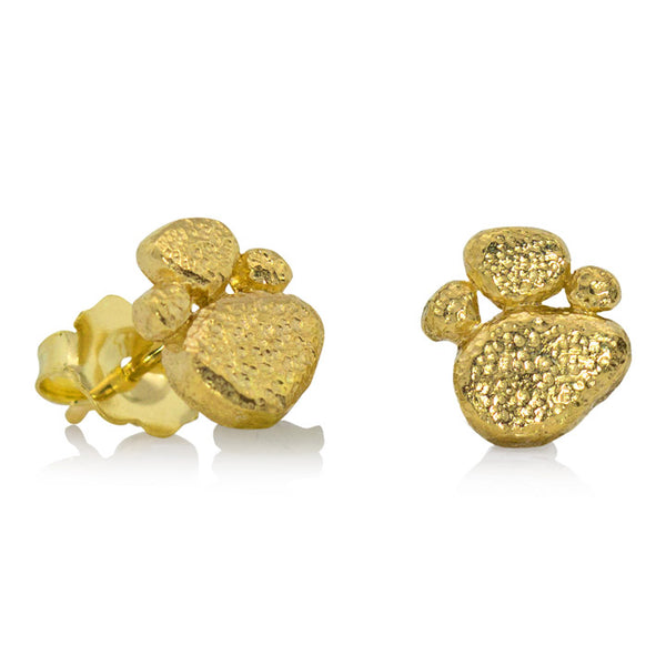 Golden Pebble Stud Earrings