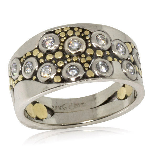 Custom River Pebbles Wedding Ring-3Q-SR 