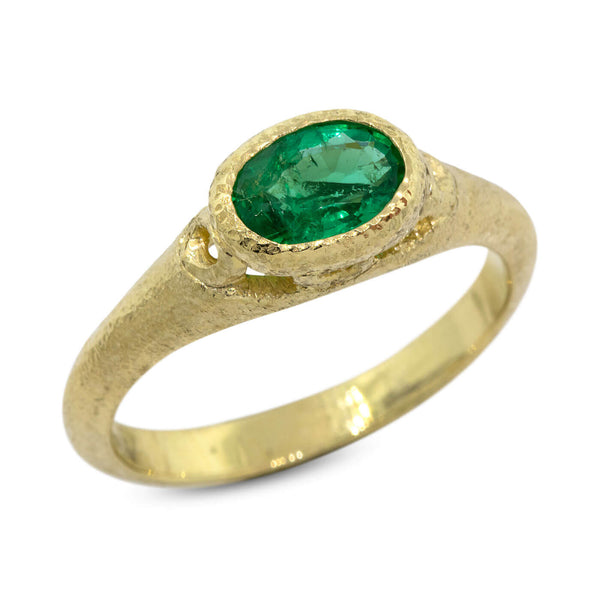 Open Pebbles Emerald Signet Ring