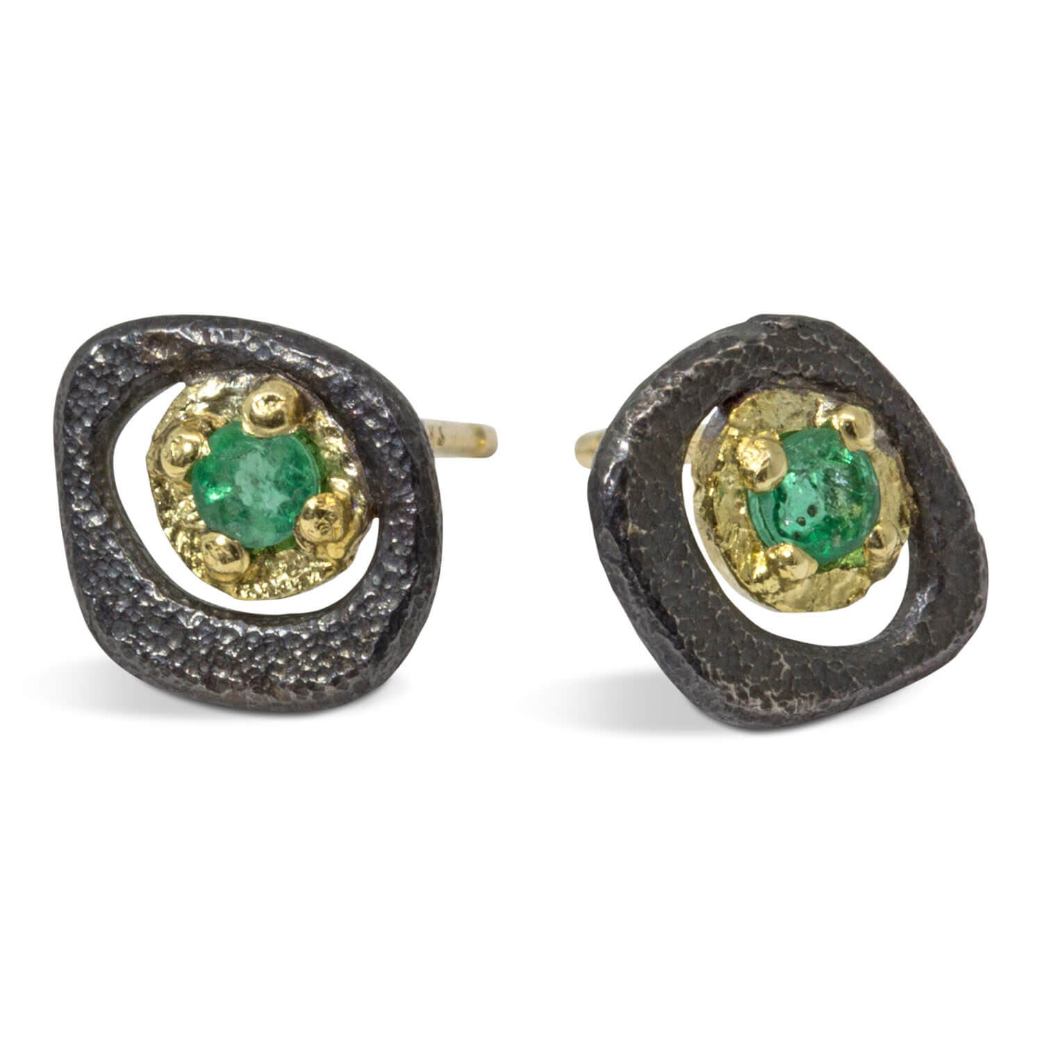 Emerald Pebble Stud Earrings Rona Fisher Jewelry