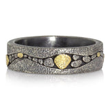 River Band in Oxidized Silver and Gold